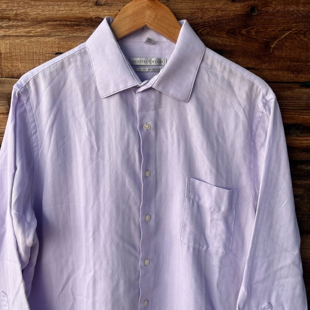 GEOFFREY BEENE | Men's Lavender Button-Up Classic Long Sleeve Shirt 16.5 32/33 - Picture 2 of 4